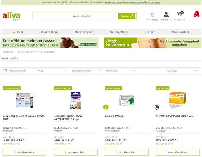 Aliva Apotheke Angebote und Gutscheine